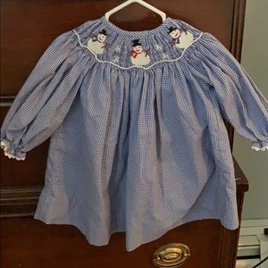 Smocked Snowman Dress